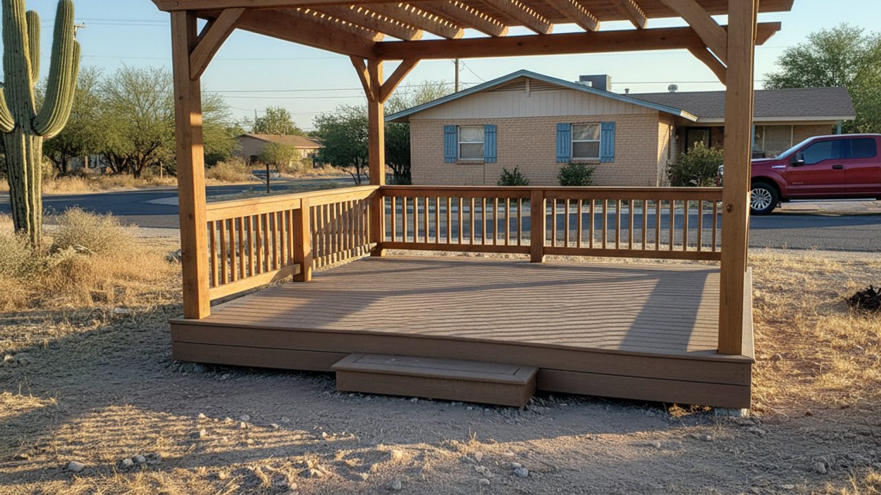 Deck Shade Structures & Pergolas completed by Paradise Deck Co in Corona de Tucson, AZ